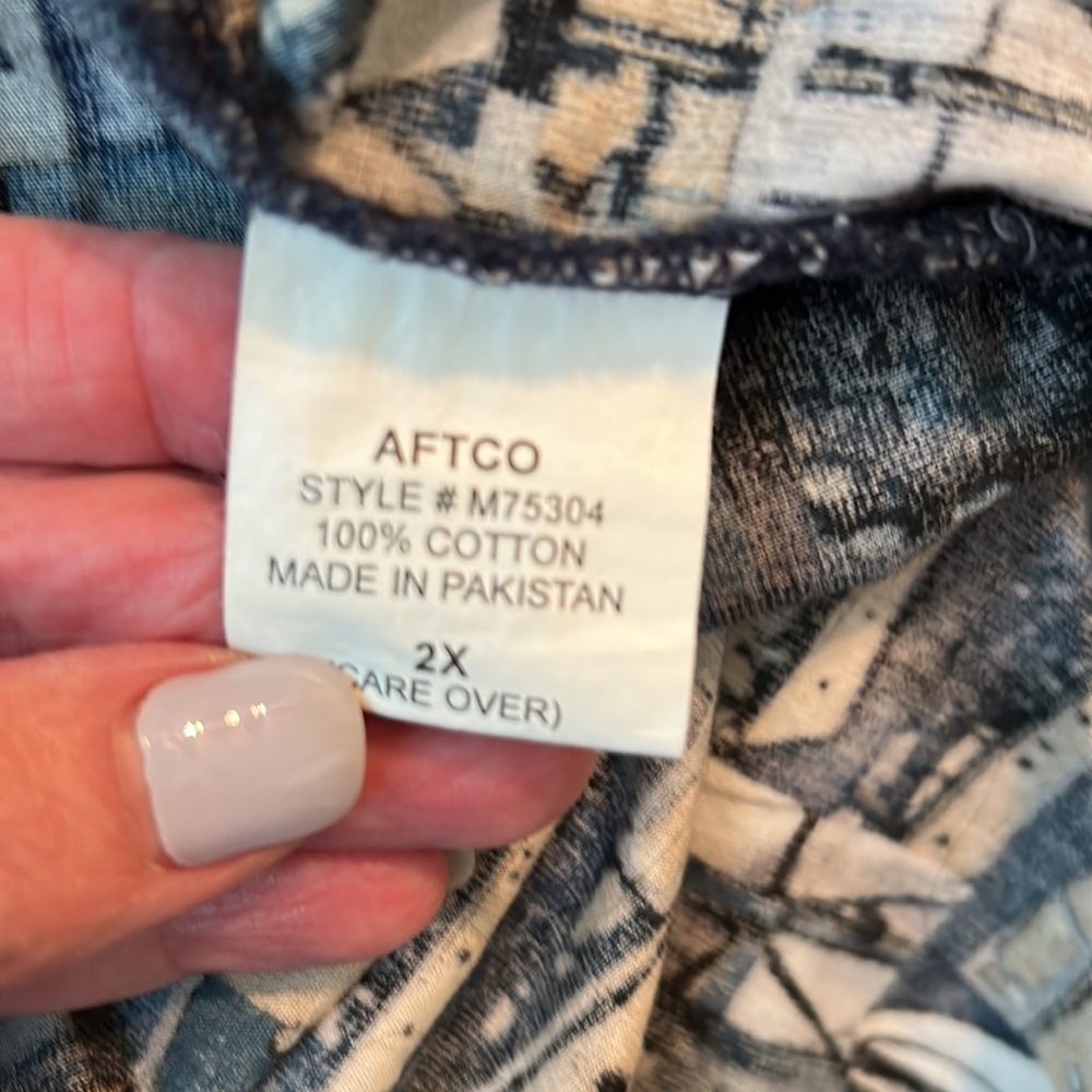 Aftco Bluewater Shirt Men's 2X Button Up Short Sleeve Boat‎ All Over Print - Picture 10 of 11